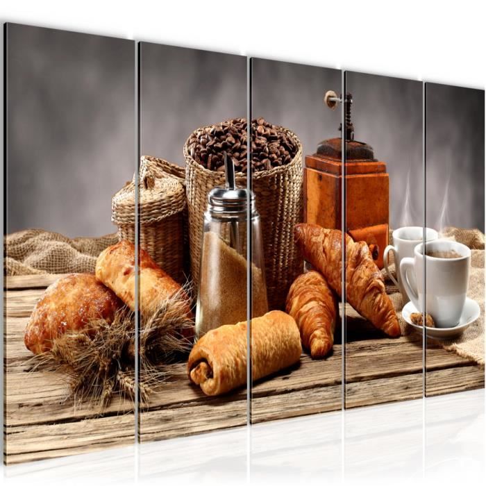 Tableau Déco Cuisine "Bon Appétit" Sur Toile - Cadre Pin 2 Cm, Fabrication Française - Plusieurs Tailles (50x50 Cm)