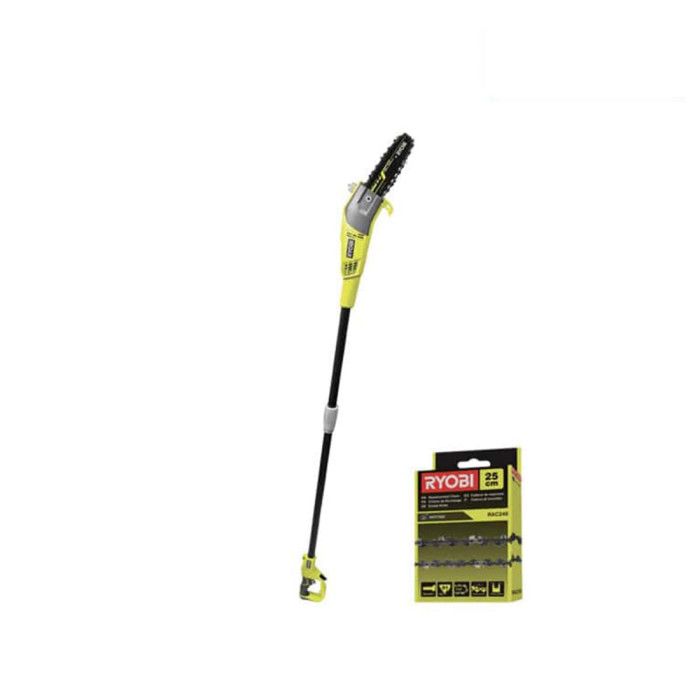 Pack RYOBI élagueur électrique sur perche RPP755E - chaîne 25cm pour élagueur électrique sur perche RAC240