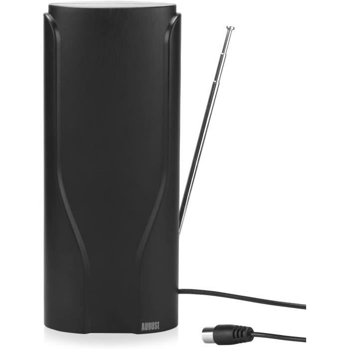 Antenne TV Intérieur TNT 2025 - Portée 500 Km, 360°, Câble Coaxial 5m, Compatible 4K 1080P, Base Magnétique