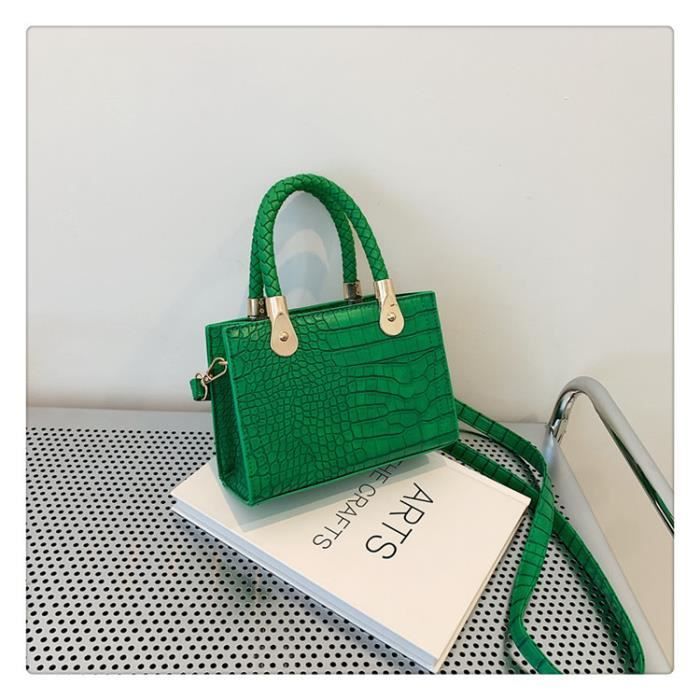 Sac Mode Rétro Ajustable Sac Main Femme RAVUO - Cuir Crocodile Vintage - Bandoulière Ajustable Sac Ravuo 26cm