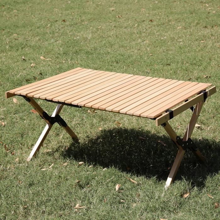 Table De Camping Pliante Aluminium BestPriceParts – Noire, Plateau Enroulable, 90cm