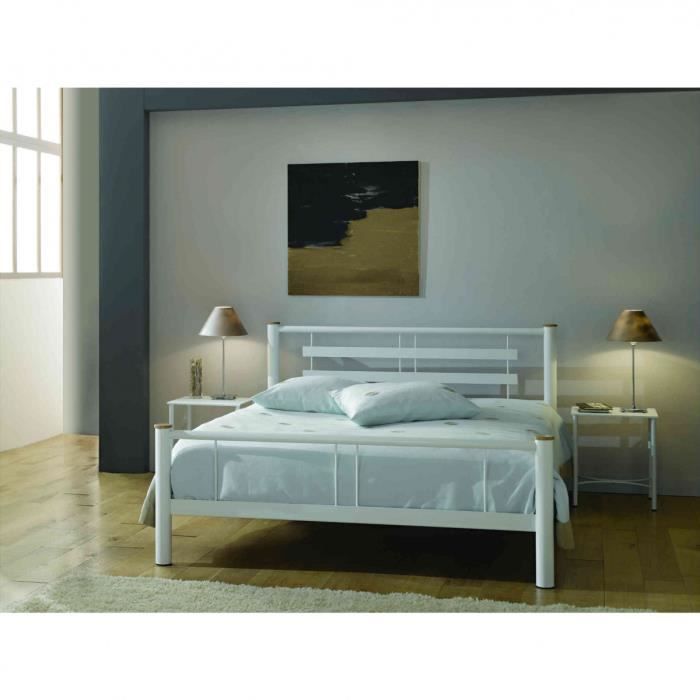 lit en metal blanc 140x190 lt4004 cdiscount maison
