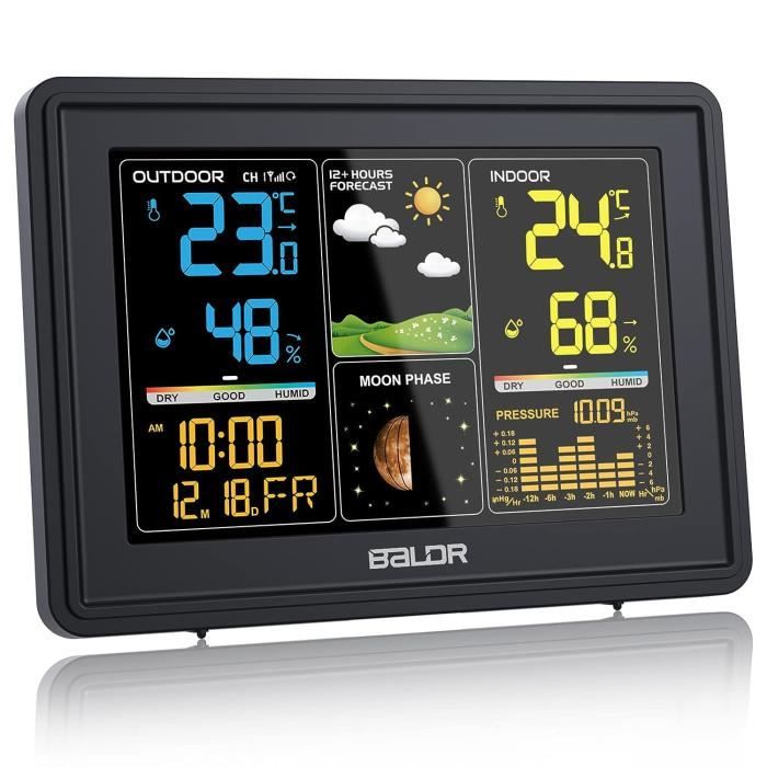 Station Météo Sans Fil Intérieur/extérieur - Thermomètre Hygromètre, Prévisions, écran LCD, Portée 100 M