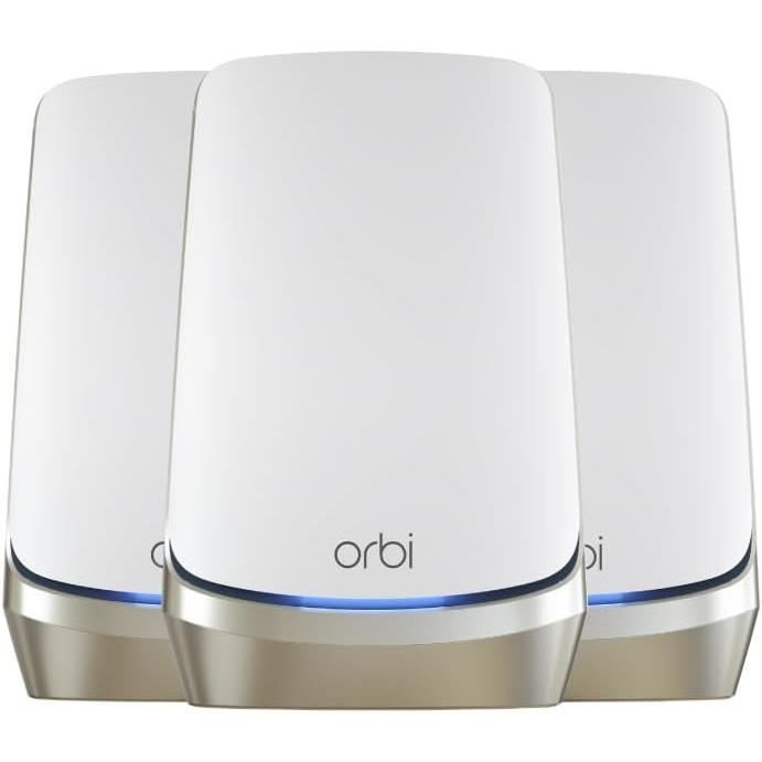 NETGEAR Orbi WiFi 7 Mesh Quad-Band - Routeur + 2 Satellites - Couvre 900m² - 200 Appareils - 27 Gbit/s - Compatible Toutes Box