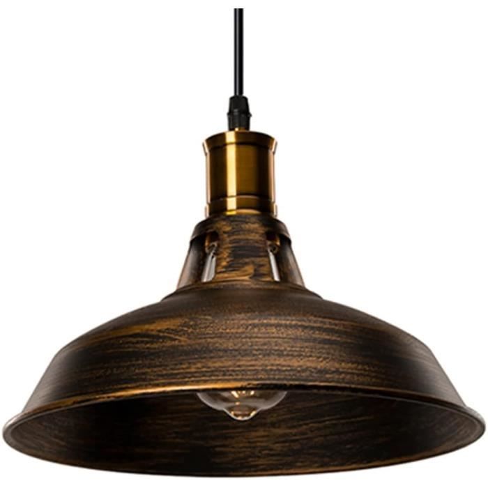 Lustre Suspension Industriel E27 - Métal Noir, Câble 100cm Ajustable, Style Vintage - Pour Salon, Salle à Manger