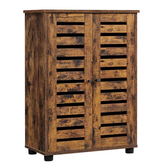 Armoire salle de bain VASAGLE avec 2 portes persiennes - Marron Rustique - 60 x 30 x 82 cm