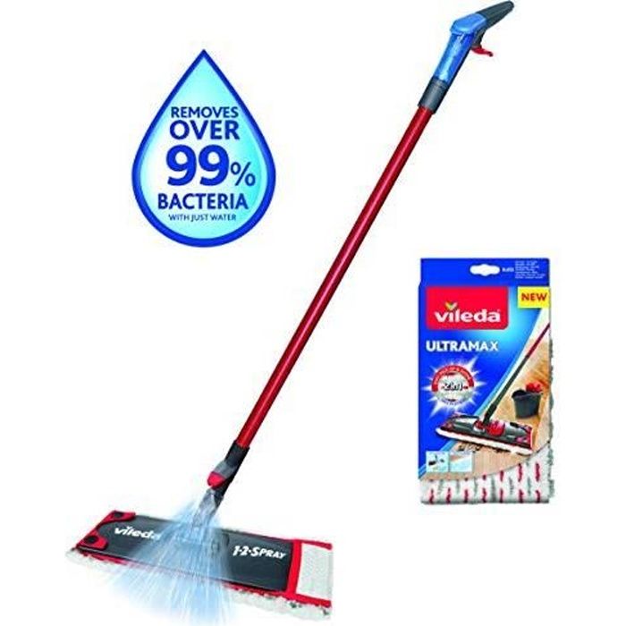 Vileda 12 Balai pulvérisateur avec serpillère en Microfibre 166710