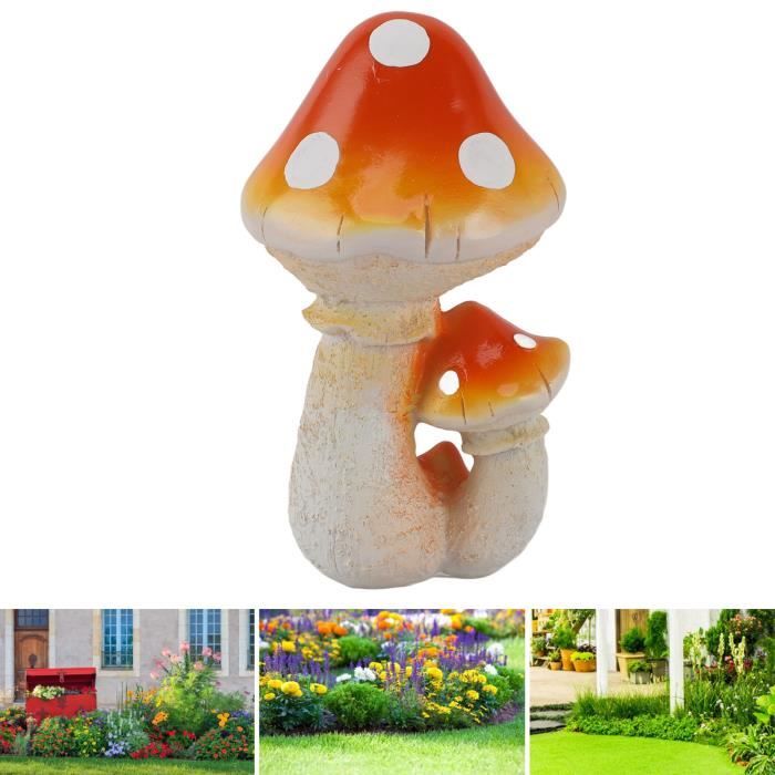 Décoration de jardin étanche en forme de champignon peint à la main