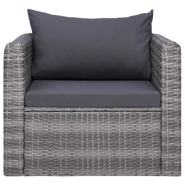 fan sièges de jardin/chaises de jardin avec coussin et oreiller résine tressée gris 80 x 72 x 63 cm
