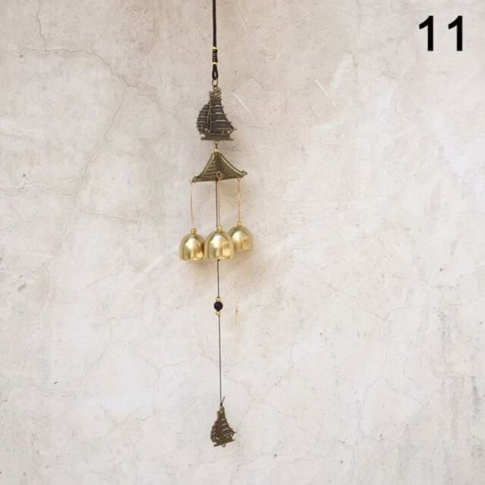 Carillon éolien Jardin 33cm Avec 5 Cloches – Design Mystique, Fait Main, Pour Intérieur/extérieur, Décoration Bohème