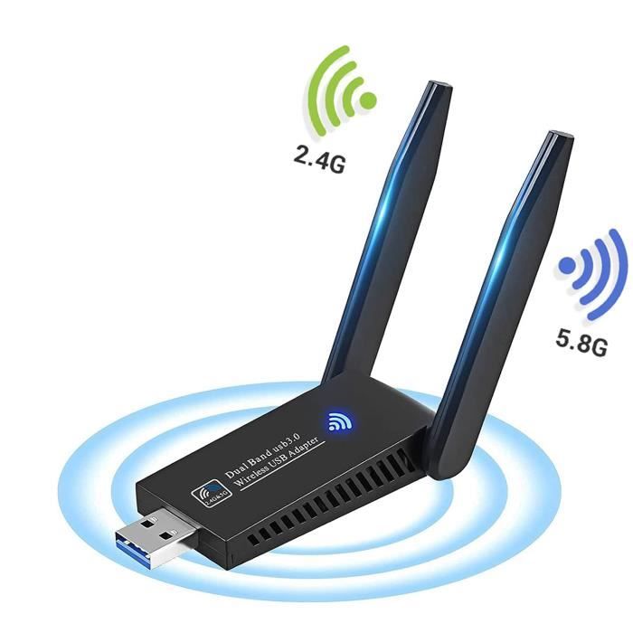 Clé WiFi Puissante, ZAMUS Cle WiFi AC1300 Mbps Adaptateur WiFi USB