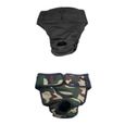 2 Pcs Culotte Hygiénique Pantalons Sanitaires Lavable en Coton pour Chien Chiot Unisex Camouflage + Noir-1