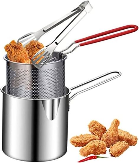 Friteuse Tempura Japonaise Avec Thermomètre, Friteuse Tempura Inox Avec Filtre à Huile, Mini