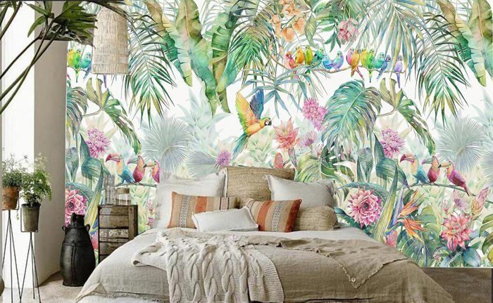 3D Papier Peint Panoramique Jungle Soie Tropicale, 350x250cm Coloré ...