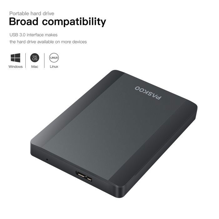 Disque Dur Externe Portable 1 To USB 3.0 – 2,5 Pouces – Pour PC, Ordinateur Portable, Mac – Avec Câble Et Adaptateur OTG