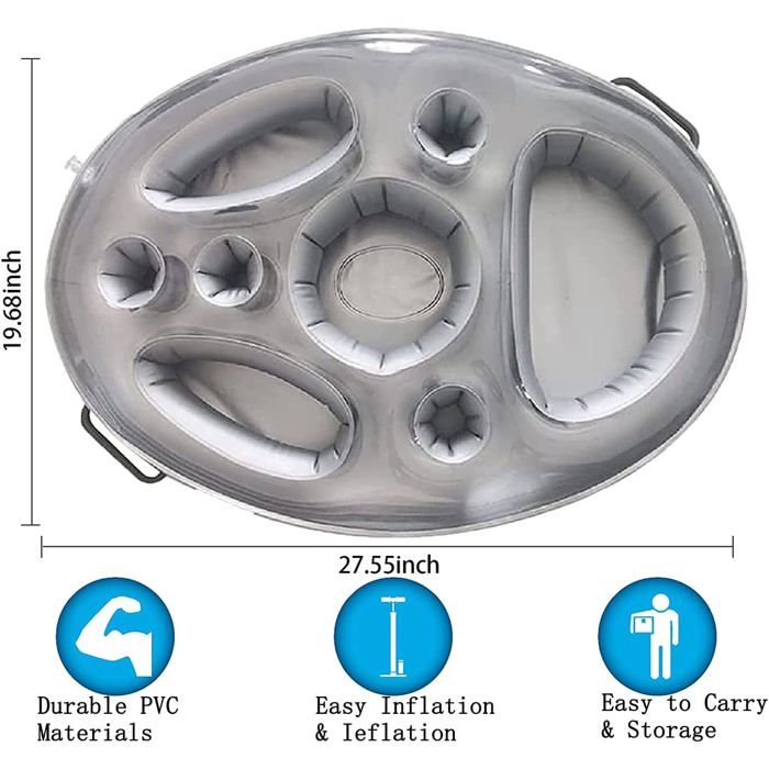 Porte-Gobelet Piscine Gonflable – Plateau Bar Flottant 8 Emplacements – Grande Capacité 70 X 50 Cm – Pour Boissons Et Snacks – Idéal Piscine, Plage, Spa, Fête Été
