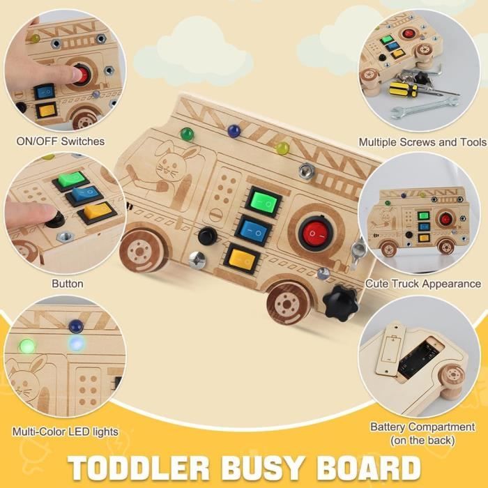 Jouet éducatif - Montessori - Busy Board en Bois - 8 Couleurs Jouet éducatif - Montessori - Busy Board en Bois - 8 Couleurs