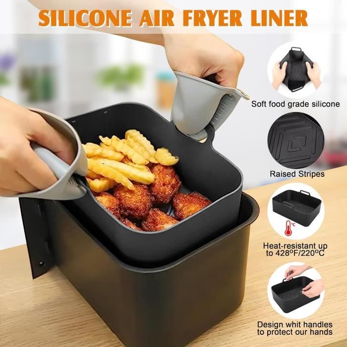 Moule A Cake 2 Moules Silicone Air Fryer 21cm - Gris/Noir - Pour Friteuse 5-8L - Micro-ondable Friggitrice Ad Aria 5 Litri