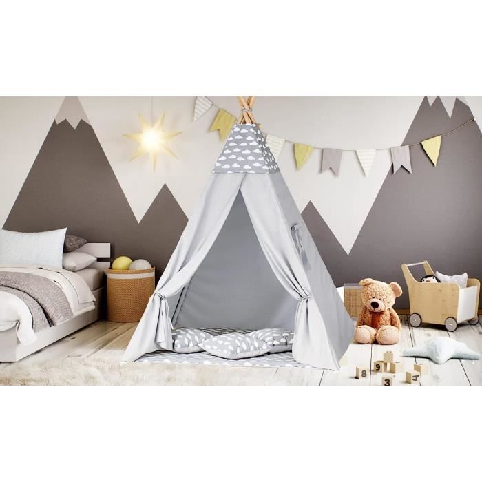 Tipi Coton Pour Enfants Avec Matelas – Tente De Jeu 100% Naturelle, Espace Douillet Pour Lire Et Dormir