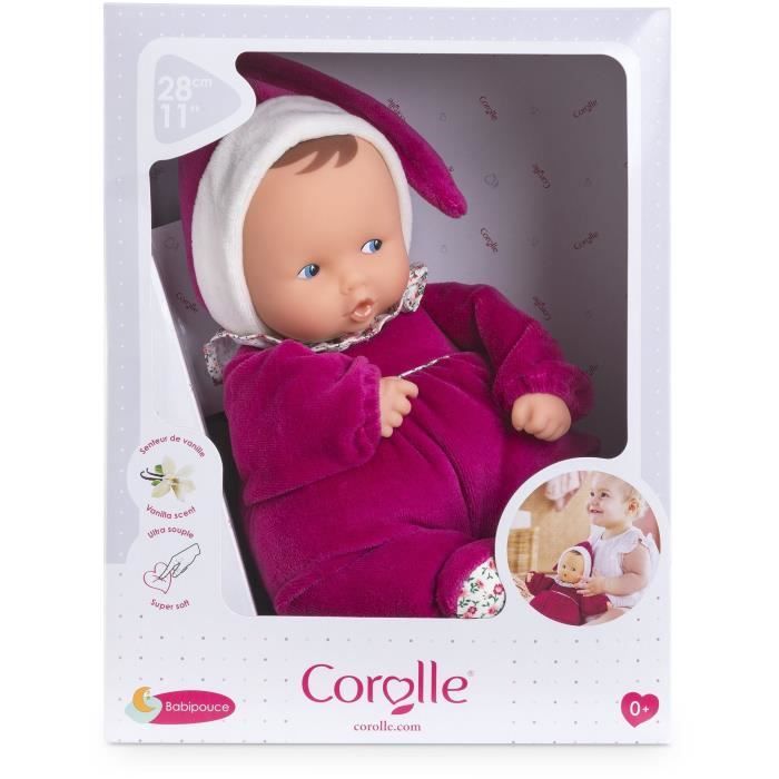 Corolle – Doudou Babipouce Rose Grenadine – 28 Cm, Corps Moelleux, Visage Vinyle, Senteur Vanille – Lavable, étiquette Nom – Dès Naissance