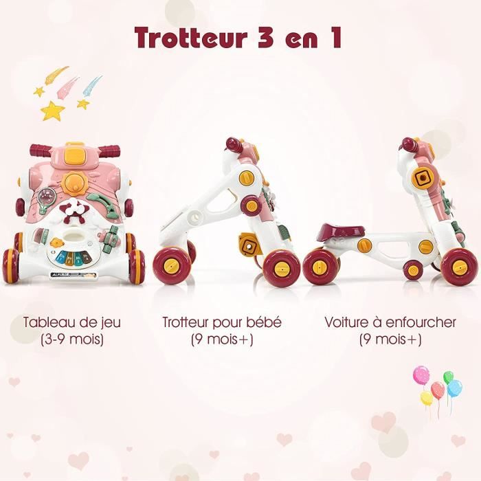 GOPLUS Trotteur Bébé Évolutif pour Fille Garçon 6-36 mois, 3-en-1 Trotteur  avec 2 Vitesse/Musique/Lumière/Panneau Intelligent, Bleu - Cdiscount  Puériculture & Eveil bébé