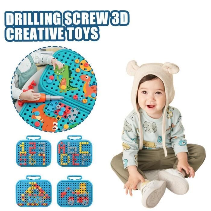 316 Pcs Kit Mosaique Enfant Puzzle 3D Jeux de Construction Bricolage de Éducatifs avec Perceuse Tournevis Enfant Cadeau 3 4 5 Ans - Jeux - Jouets