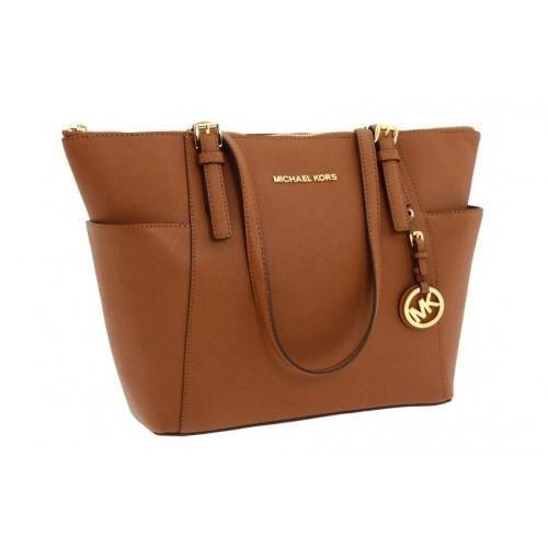 Michael Kors Sac Bandoulière Femme Cuir Saffiano Marron Signature