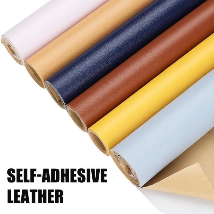 Patch Réparation Cuir Jaune 60x137cm - Simili Cuir Autocollant Pour Canapé Voiture Sacs