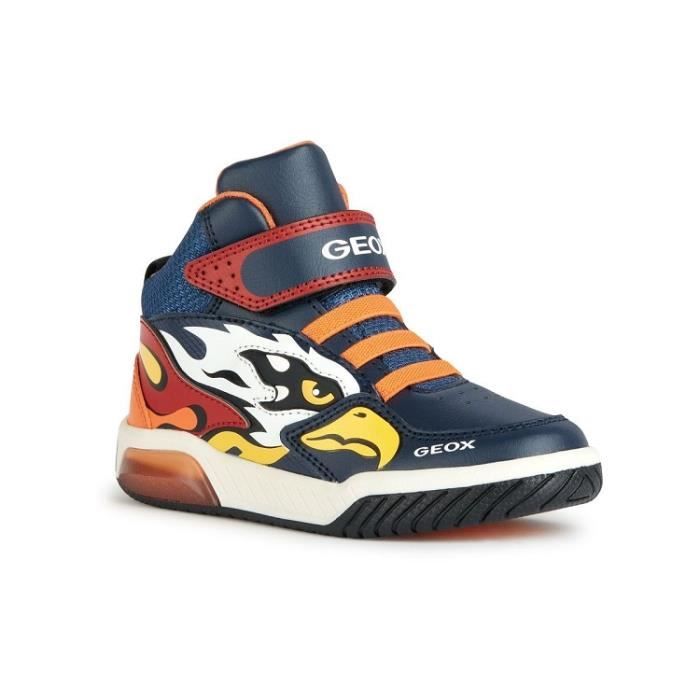 Basket Montante a Scratch Garcon Geox Inek Bleu Talon Plat Dessus Synthetique Bleu Cdiscount Chaussures