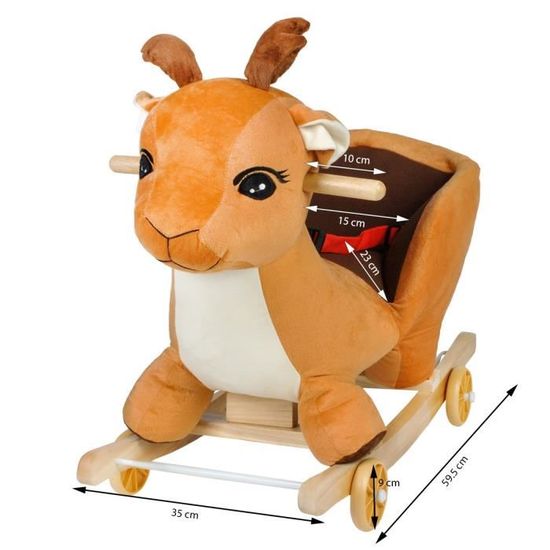 Cheval bascule animal porteur jouet 2 en 1 Marron Biche