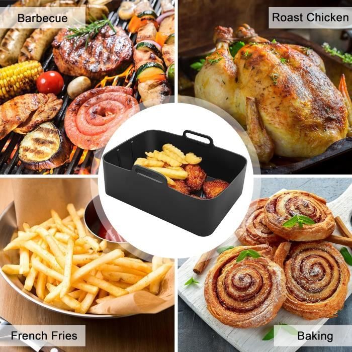 2 Moules Silicone Air Fryer Alyvisun - Ronds, Réutilisables, Pour Friteuse Air, Four, Micro-ondes