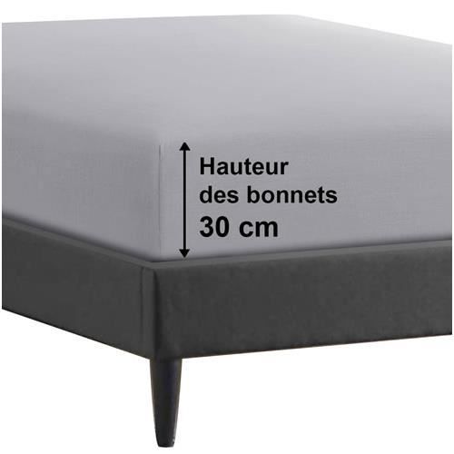 Drap housse - 160 x 200 cm - 100% coton - 57 fils - Made in France - Gris -  Cdiscount Maison
