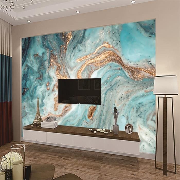 Papier Peint Mural 3D Abstrait - Motif Vague Muscles Bleu - Autocollant Mural Jess Art Decoration