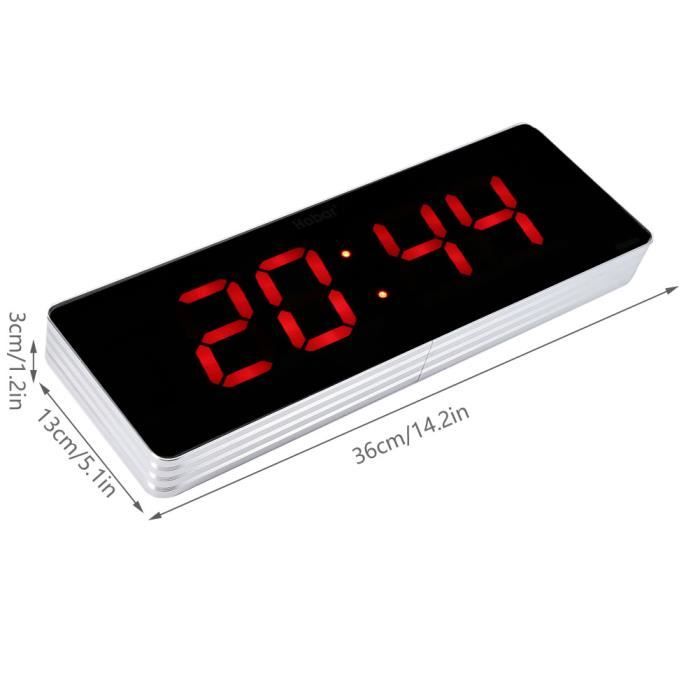 Horloge Murale Numérique Lafocuse 8.5 Pouces – Grande Affichage LCD Avec Température Et Date – Silencieuse, Sur Pile Ou Secteur – Blanc
