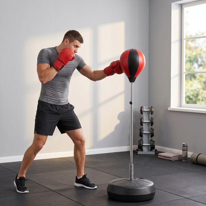 Sac De Frappe HOMCOM Sur Pied 165 Cm - Punching Ball Autoportant Avec Cibles - Idéal Adultes & Enfants