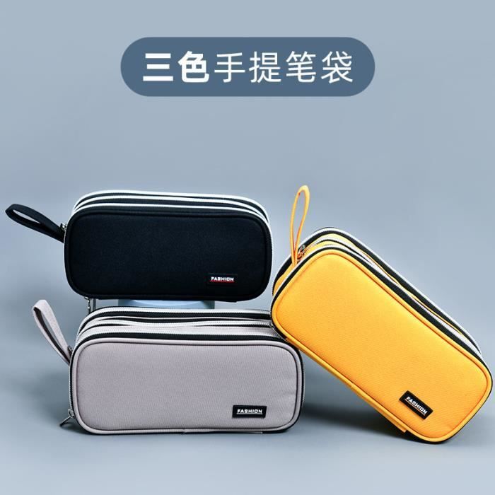 Trousse Scolaire Online - 3 Compartiments - Grande Capacité - Pour Stylos, Maquillage - Design Élégant Velours Côtelé