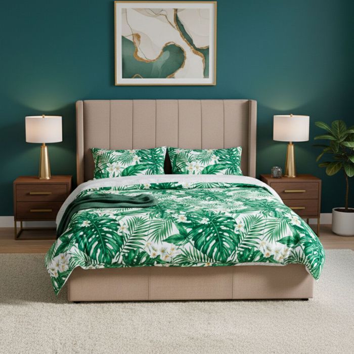 Lit double Magorial avec sommier relevable 160x200cm Velours Taupe