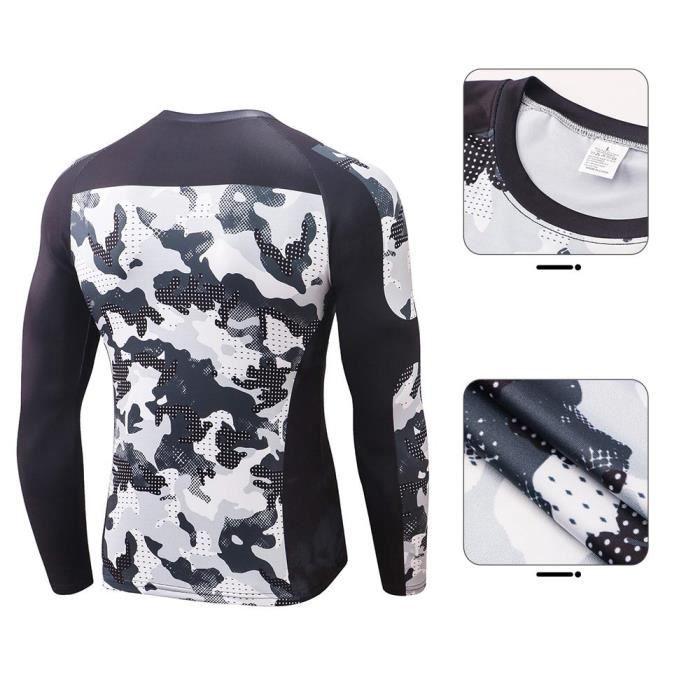 T-shirt De Sport Homme Compression Manches Longues INSFITY - Noir - Fitness - Respirant Et Séchage Rapide Noir - Sport