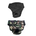 2 Pcs Culotte Hygiénique Pantalons Sanitaires Lavable en Coton pour Chien Chiot Unisex Camouflage + Noir-3