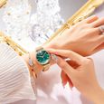 Coffret montre femme + bracelet diamant + anneau + des boucles d'oreilles + collier – cygne de luxe de marque vert-3