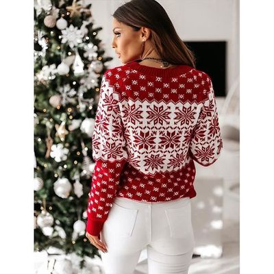Blouse Femme Pull à Manches Longues à Imprimé De Noël Décontracté à La