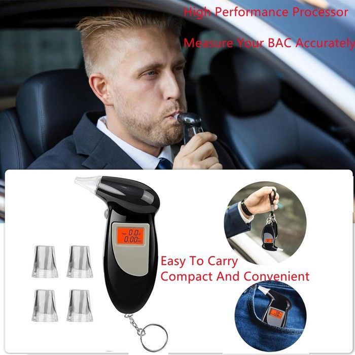 Alcootest électronique Professionnel Abocap - Écran LCD, 10 Embouts Buccaux - Précision à 3 Décimales - Portable Pour Voiture, Maison, Fêtes