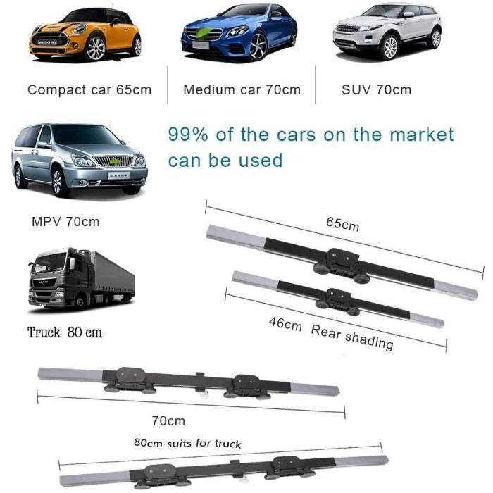 Pare-soleil Accordéon Pour Pare-brise Voiture - Argenté, Extensible 130x65 Cm, Fixation Par Ventouses