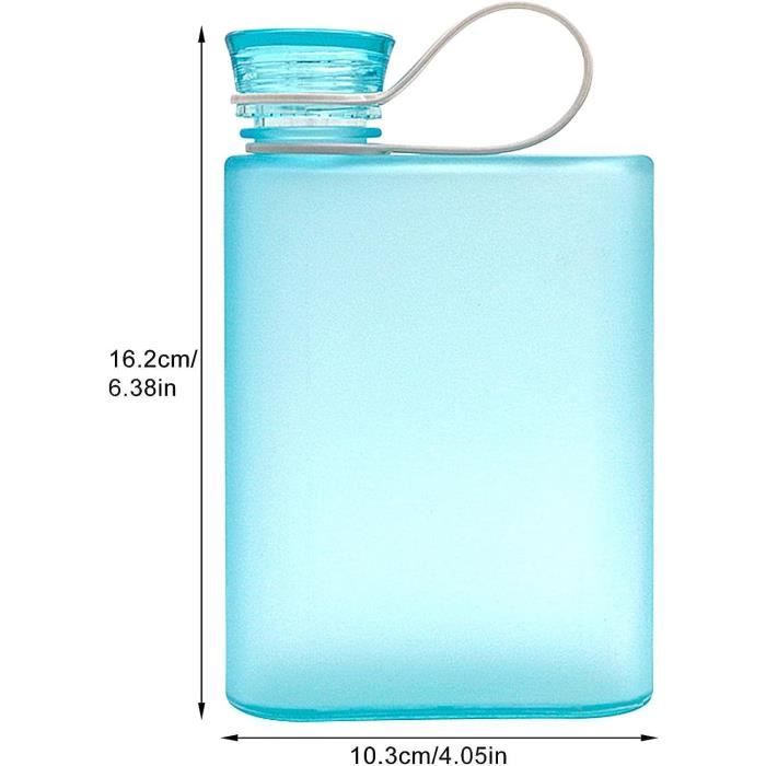 Bouteille d'eau carrée | 380 ml, plate, carrée, étanche, A5 Slim, bouteille  d'camping avec joint en silicone pour les voyages, bouteille d'eau