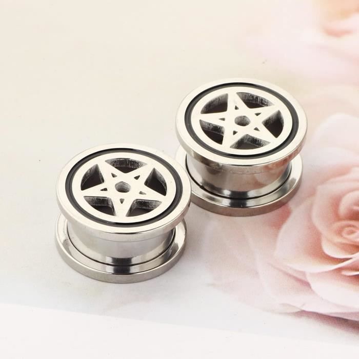 2 Pièces Écarteurs Oreilles Acier Chirurgical Paillettes Mat - Ecarteur Tunnel 2G (6mm), Bijoux Corps