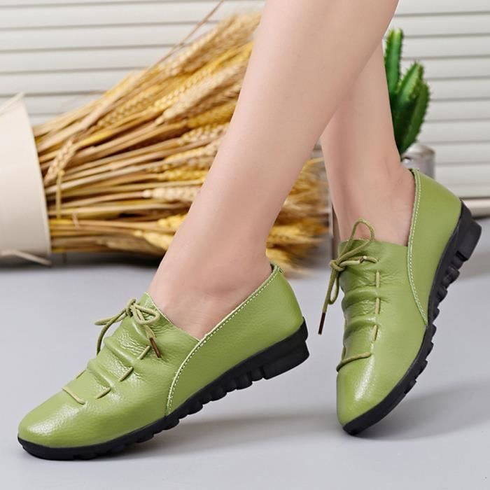 Chaussures cuir vert femme outlet