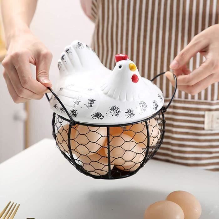 Panier à Œufs En Métal Forme Poule - Rangement Cuisine Déco - Panier Fil Métallique Pour Fruits Ou Snacks