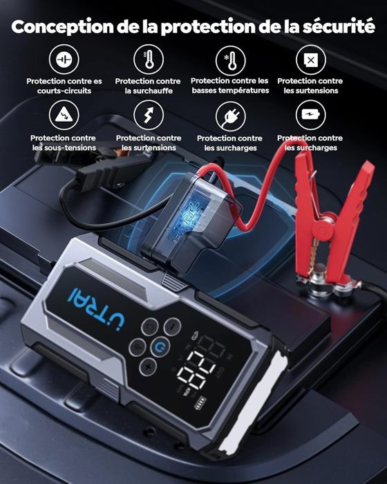 AlfaBot Q4 Booster Batterie 4000A - Démarreur Voiture + Compresseur