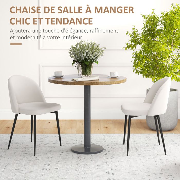 2 Chaises De Salle à Manger Style Rétro – Design Ovale Classique, Assise Rembourrée En Tissu Lin – Pour Cuisine, Bureau Ou Salon (couleur Blanc Craie)