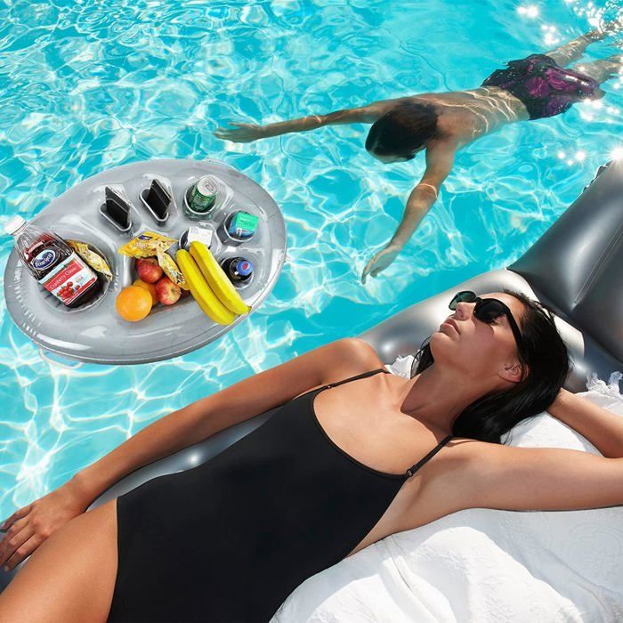 Porte-Gobelet Gonflable 2 En 1 – Plateau Flottant Pour Piscine, Spa, Plage – Bar à Boissons Avec 8 Espaces